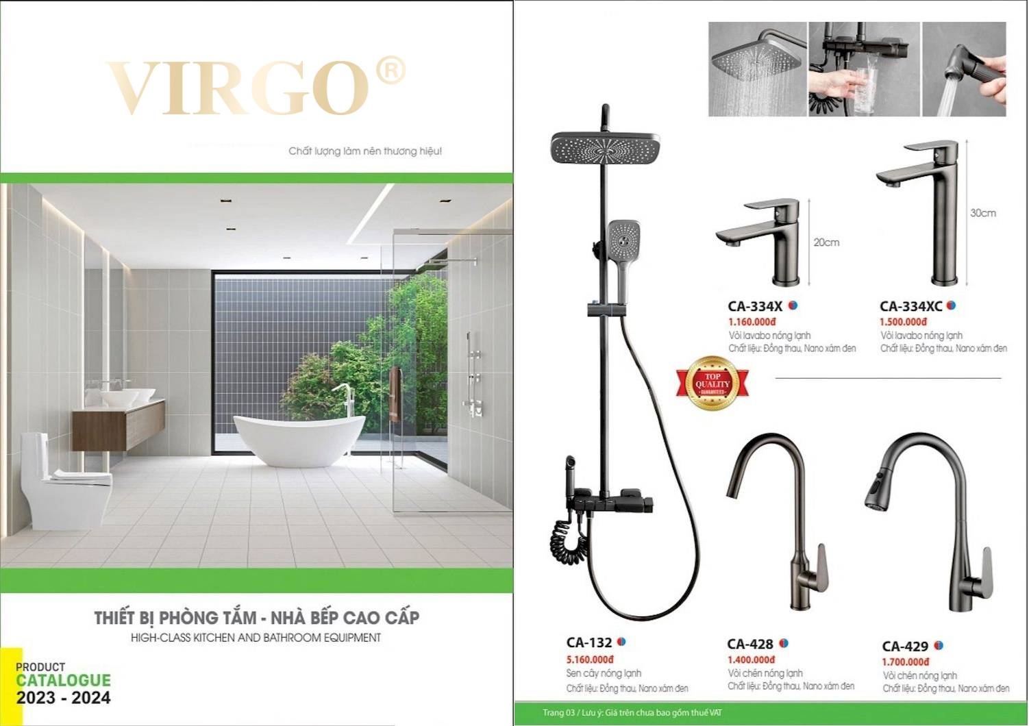 Catalogue và bảng giá Thiết bị vệ sinh VIRGO mới nhất /Page 2